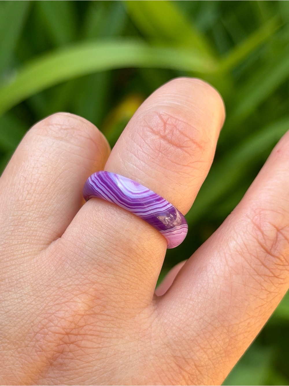 SIZE 7 Purple Banded Agate Ring 2560 - Picture 2 of 7